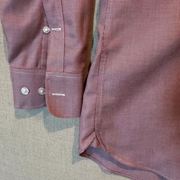 Bonobos Wrinkle-Free Tailored Slim Fit Shirt Maroon Micro Houndstooth 15.5 34 - Picture 5 of 9